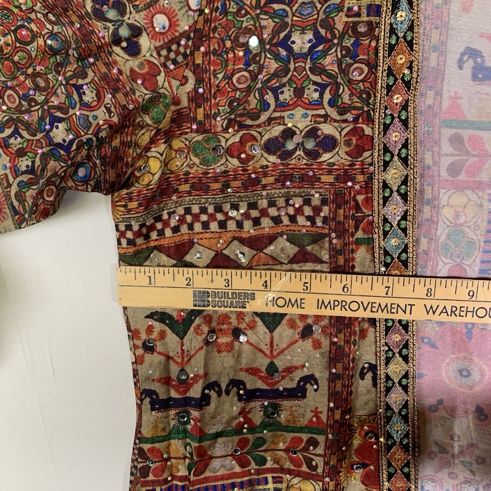 Sayuri Designer Indian Duster Jacket Mirror Work Boho Kimono Phulkari Lagenlook - Picture 10 of 12